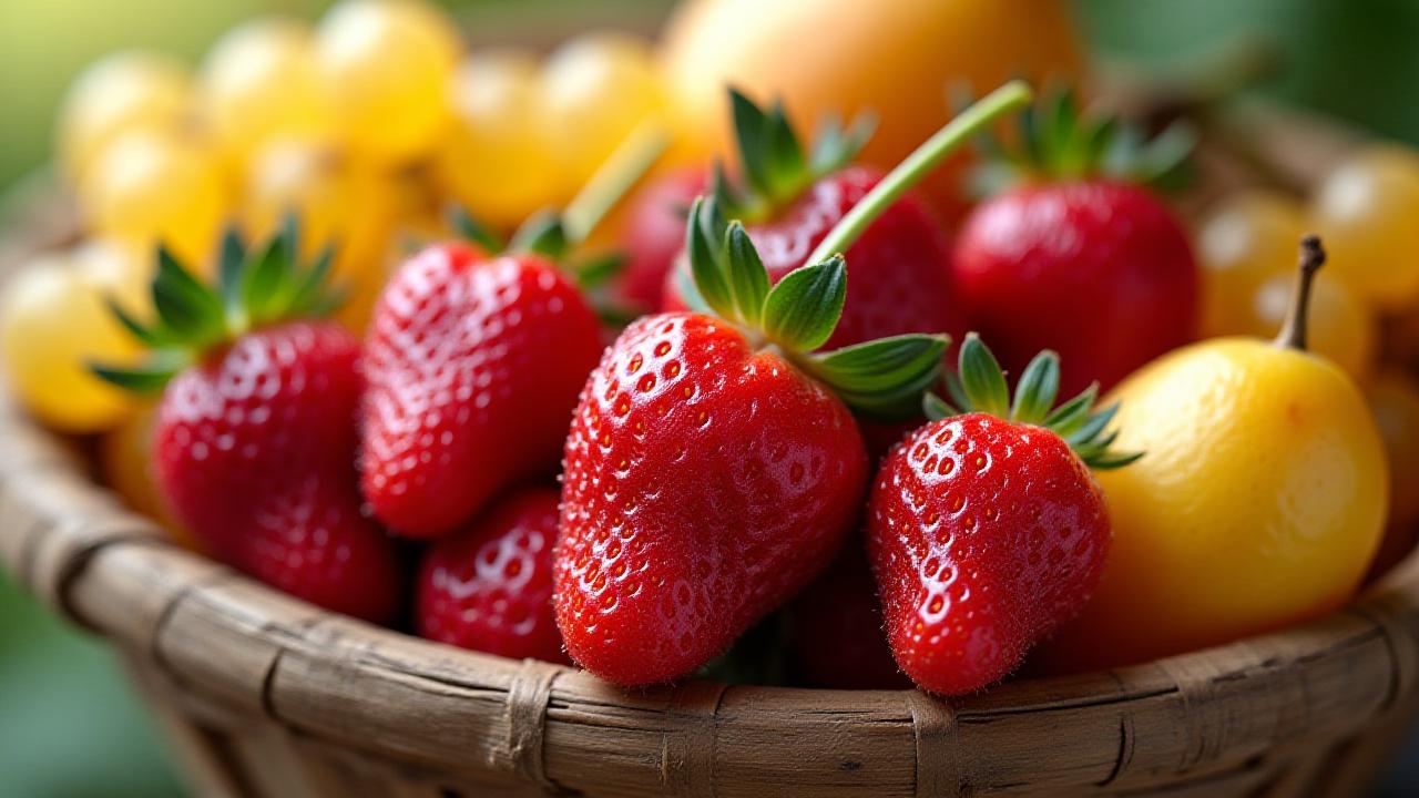 栃木県大田原市産の新鮮なイチゴと季節の果物盛り合わせ