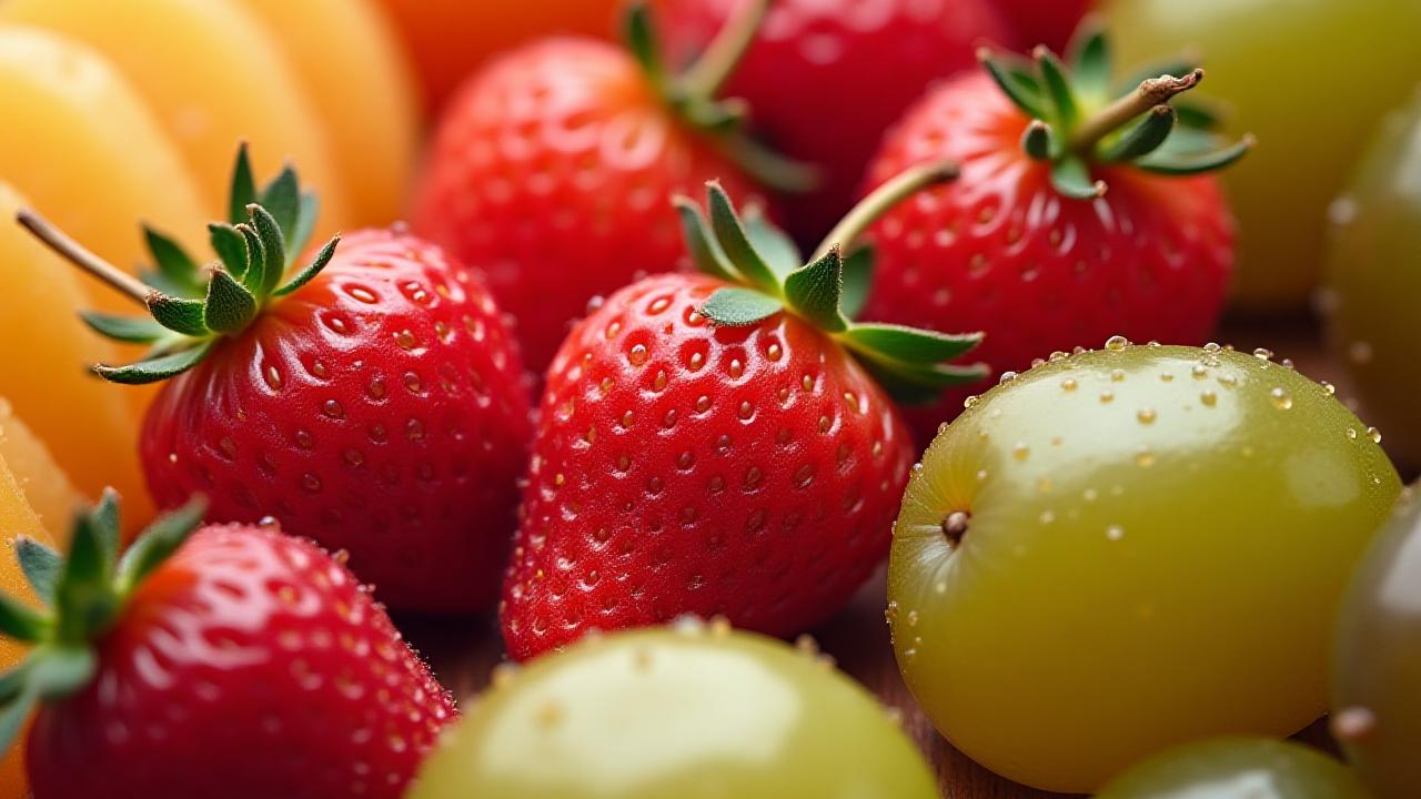 色鮮やかな盛り合わせフルーツのクローズアップ